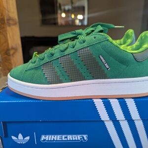 Adidas MINECRAFT campus Green Suede Sneakers Size 6Y NIB